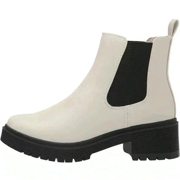 Amazon Essentials Women’s Combat Chelsea Boots, Black/Off White, Size 10 - Picture 6 of 16